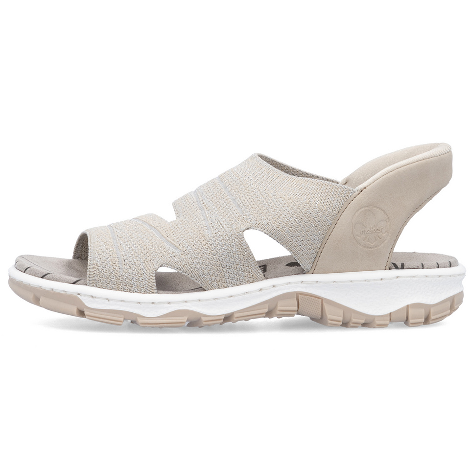 Rieker Damen V02k3 Sandale – Graue Pantoletten Mit Klettverschluss, Weicher Decksohle, Keilabsatz, Schmale Passform – Bequeme Sommerschuhe Für Jeden Tag